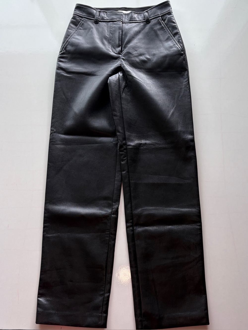 Aritzia Babaton faux leather straight leg pants women’s size 00 pockets mid rise